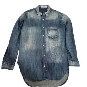 Golden Denim Button Down Shirt‎ Long Sleeve Denim Mens Size S Distressed Wash